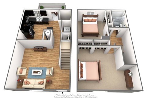 2 bedroom 2 bathroom floor plan J at Park Place Apartments, Louisville, 40214